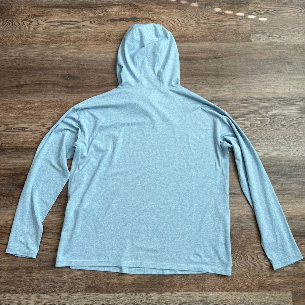 ❄️ Athleta Uptempo Hoodie Heron Blue Heather Large Lightweight Athletic Pullover - Picture 4 of 8